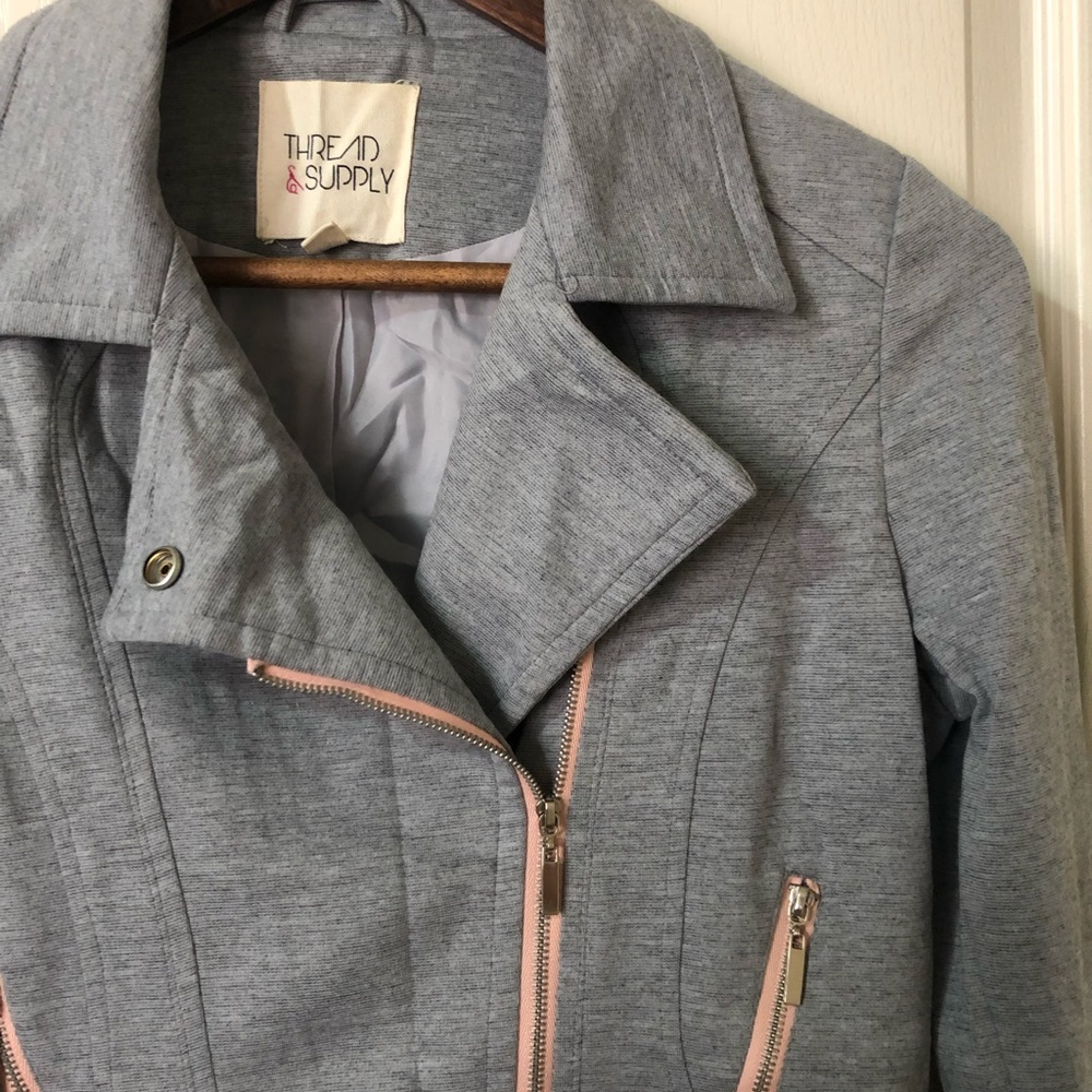 Grey with pink lining relaxed blazer